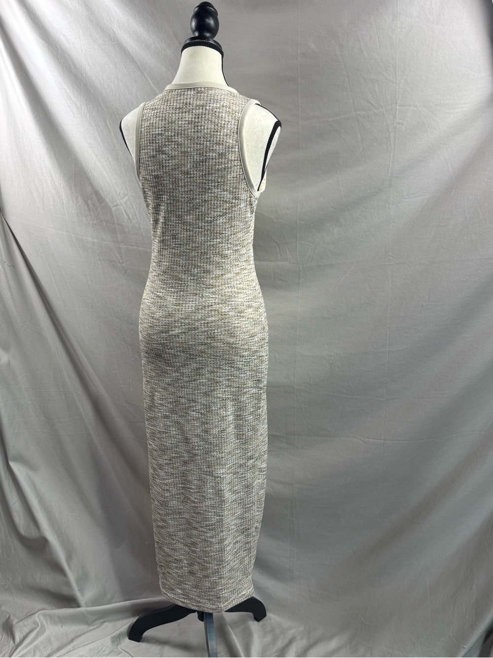 Ribbed Space-Dye Bodycon Dress with Contrast Trim Brown - Picture 8 of 8